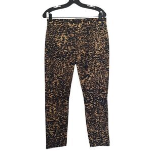 Jen 7 Womens Ankle Skinny Jeans Leopard Print Black Brown Mid Rise Size 8